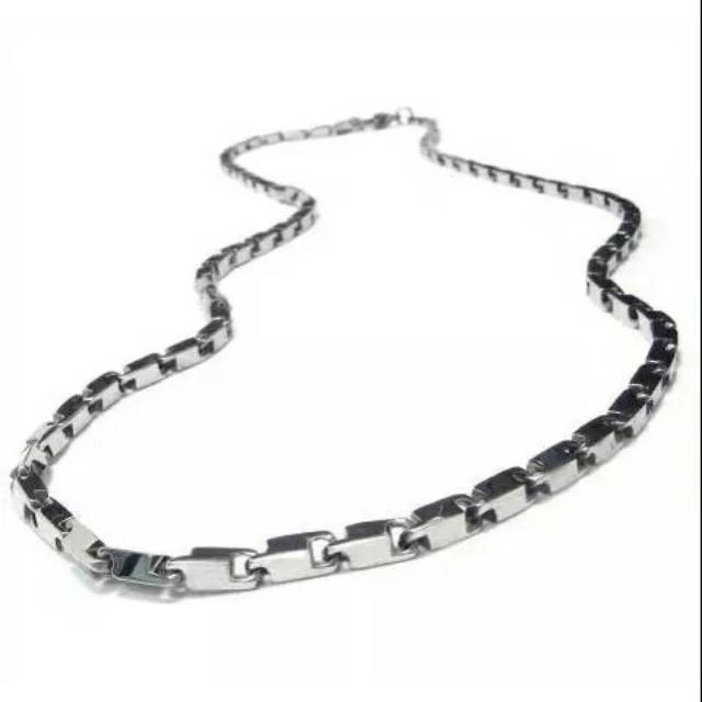 Kalung Rantai Silver Inzagi Panjang Titanium 316L Pria Cowok