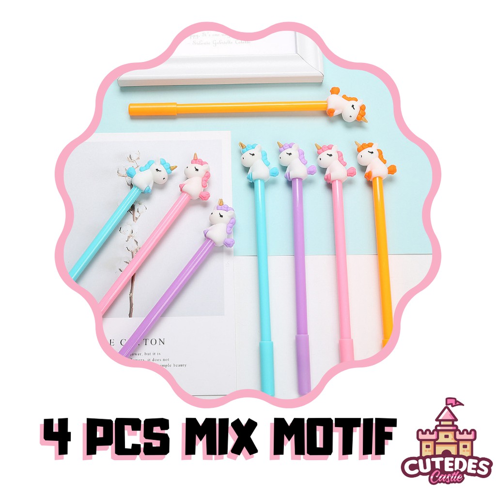 

Pulpen Motif Unicorn Chubby Bundle 4 Pcs Mix Warna