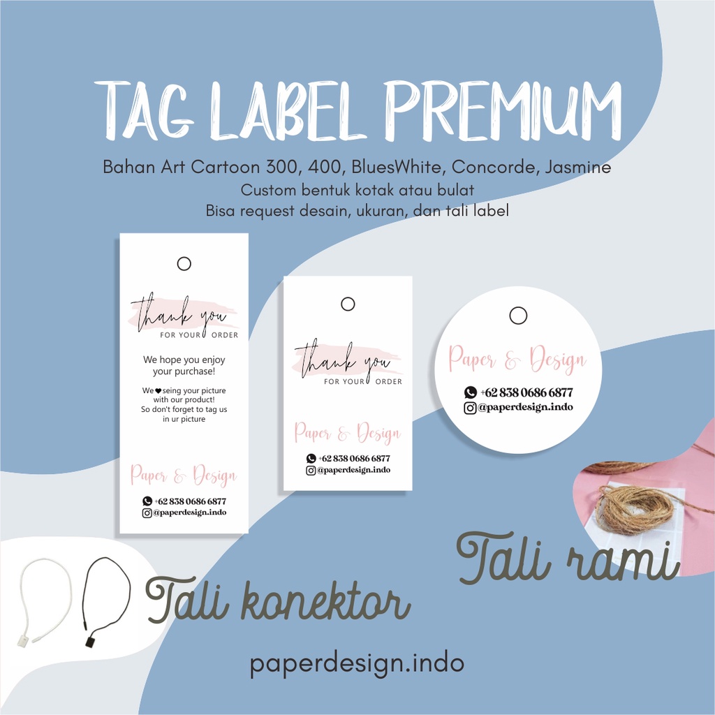 

(BONUS TALI) TAG LABEL TEBAL HANG TAG PREMIUM PAKAIAN, SOUVENIR, AKSESORIS, HAMPERS, DLL
