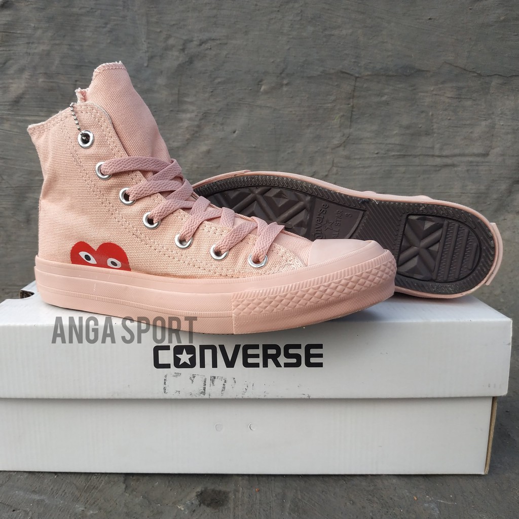 SEPATU WANITA CONVERSE X CDG PLAY ALL STAR CHUCK TAYLOR PUTIH SEPATU CASUAL CEWEK MADE IN VIETNAM