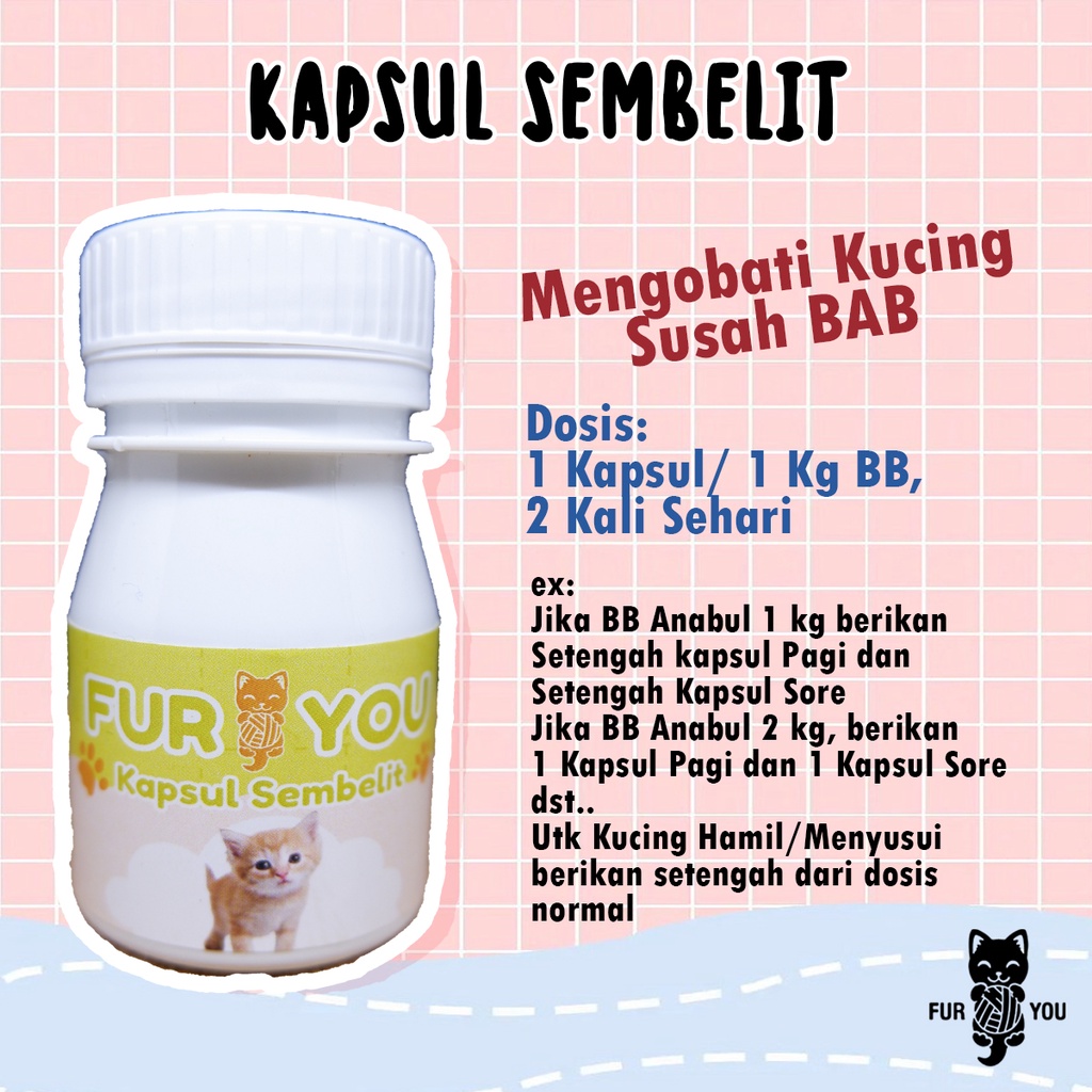 Fur You Kapsul Sembelit untuk Kucing Anabul Susah Buang Air Besar atau Susah Pup Ampuh