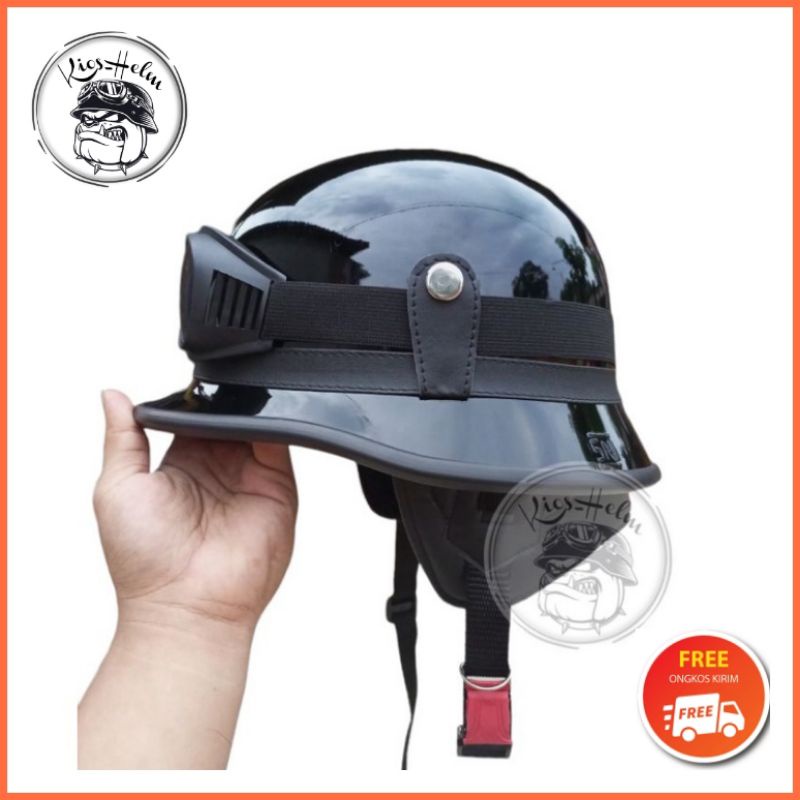 Jual Helm Retro Milenial Nazi Hitam Cat Glossy Helm Klasik Helm Kulit