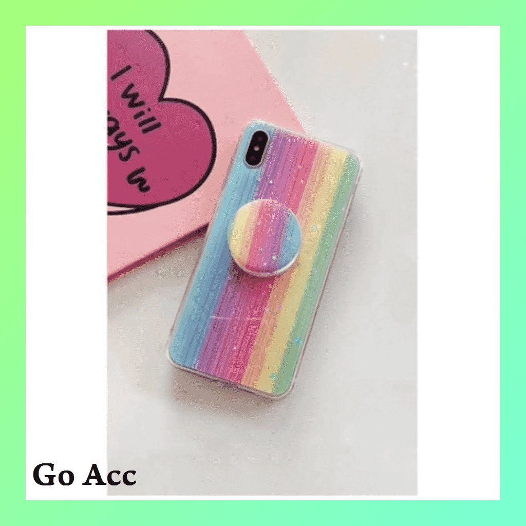 Silikon Pop socket Rainbow pelangi 6 6S 6+ 6S+ 7 8 SE 7+ 8+ X Xs Xr Xs 11 Pro FH07