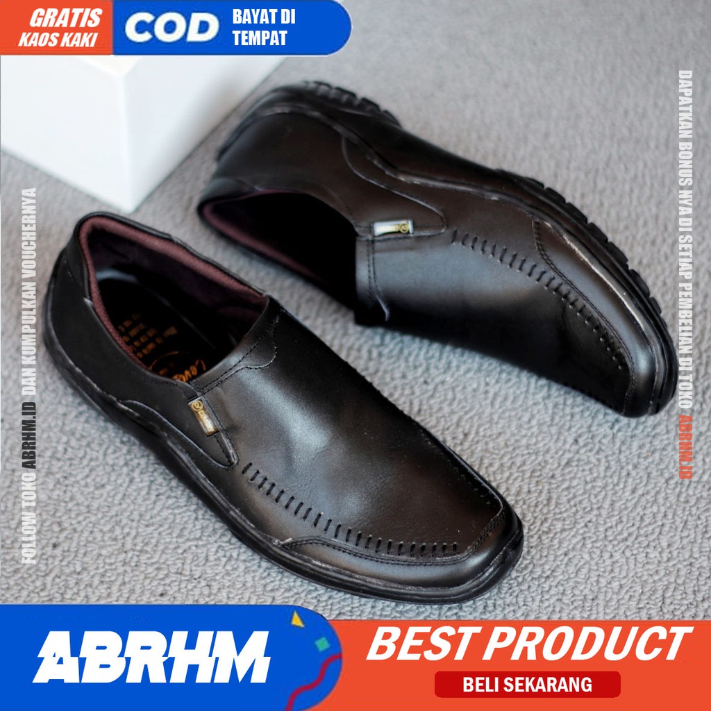 VERDIC Sepatu Casual Slip On Pria Kulit Asli Pantofel Kerja Kantor Kondangan Sepatu Kasual Cowo / Cowok Anti Slip Orignal Gaya Keren Kekinian Murah Terlaris