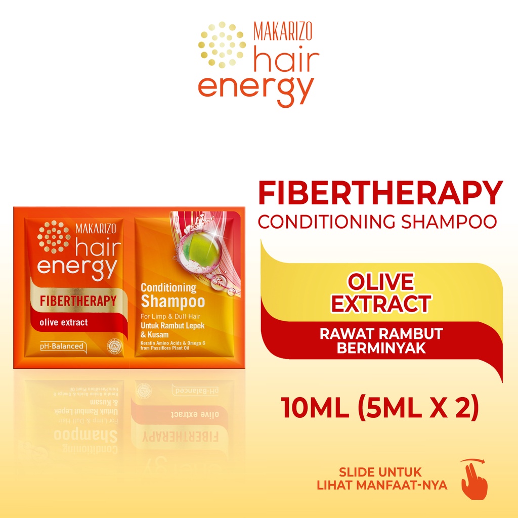 Makarizo Hair Energy Fibertherapy  Conditioning Shampoo Olive 10 mLx12 / Shampo Kondisioner