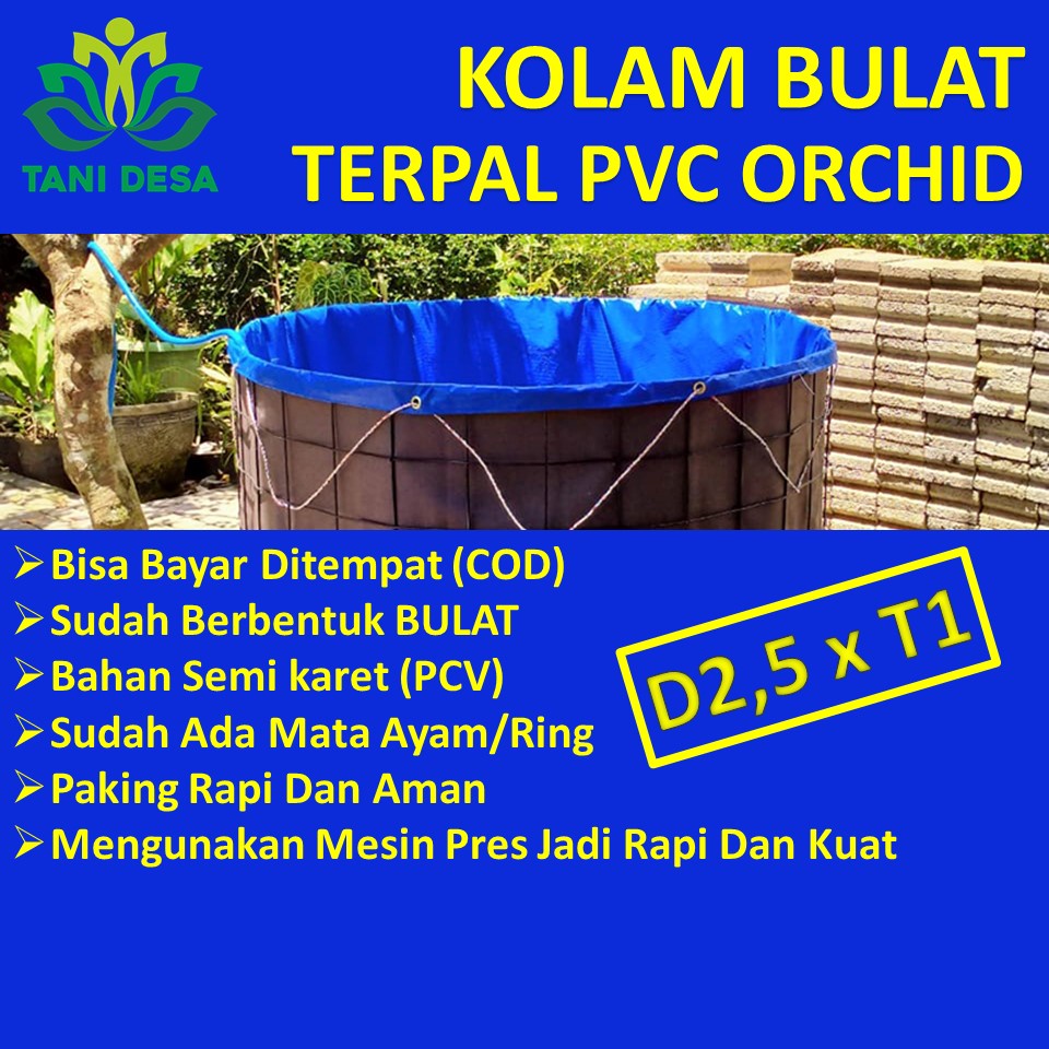 Kolam Terpal Bulat Bioflok Ukuran Diameter 2,5 m Tinggi 1 m, TERPAL SAJA