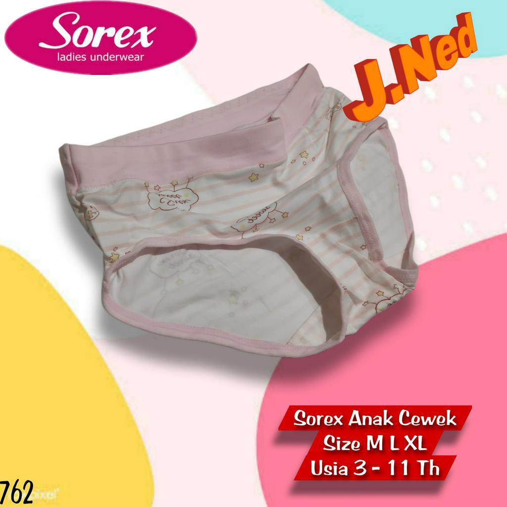 J762T - 3 PCS CELANA DALAM ANAK WANITA SOREX USIA 3 - 11 TH SIZE M-XL