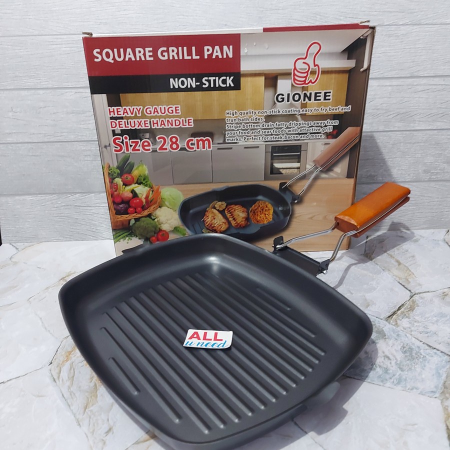 Square Grill Pan 28 Cm - Wajan Teflon BBQ Anti Lengket Serbaguna