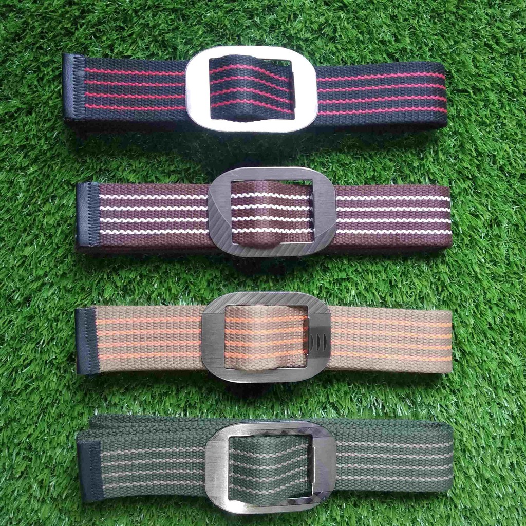 IKAT PINGGANG PRIA NYLON CANVAS | SABUK PRIA | GESPER NYLON Model Geser Motif Garis (S005)