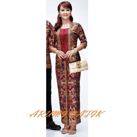 PREMIUM Setelan Rok Blouse / Baju / Seragam Kantor Wanita Batik 1465 Maroon TERBARU