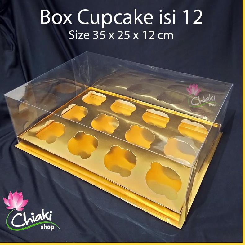

Box Cupcake isi 12 GOLD 35x25x12 cm Kotak Mika Donat Dus Kue Kardus Emas Muffin Cake Pudding Karton