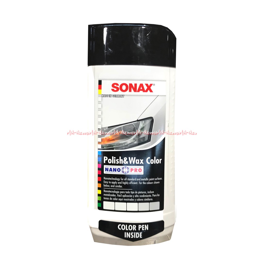 Sonax Polish &amp; Wax Color Nano Pro Cream 500ml Krim Mampu Menutupi Goresan Kecil Untuk Mobil Warna Putih White Car Sonak