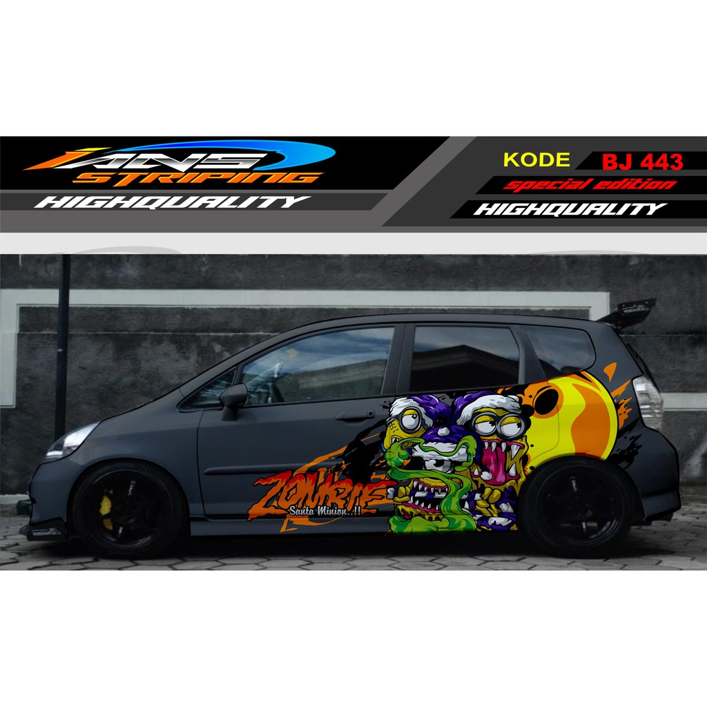 STICKER VARIASI MOBIL JES JAZZ, AGYA, BRIO / DECAL STICKER MOBIL / STIKER MOBIL ANIMASI MINION