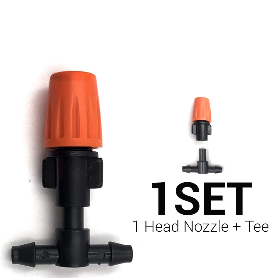 Nozzle Misting Oren + Tee Konektor