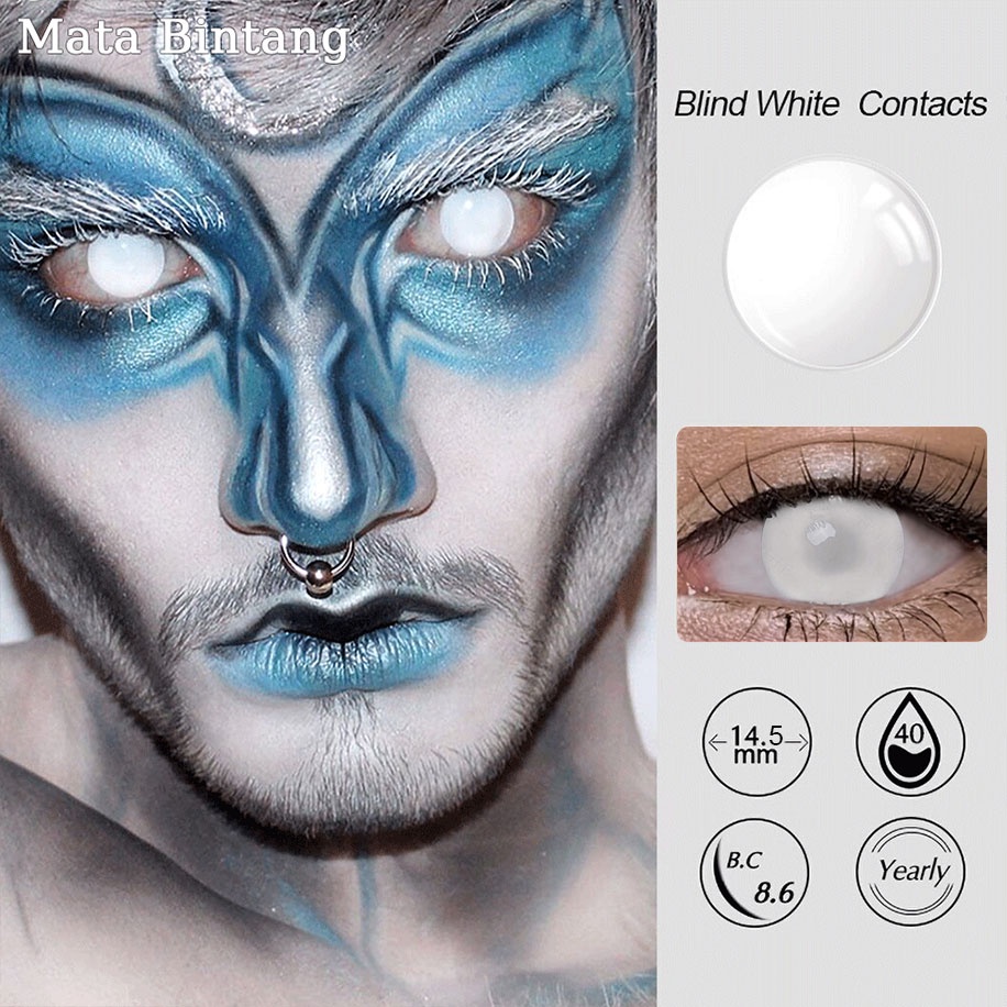 [Bayar Di Tempat]Warna Solid-RED-BLUE-BLACK Fresh Halloween2Pcs Softlens Cosplay Anime / Warna Lensa Kontak Normal Seni Gotik/All Color/TerbaikTahun In