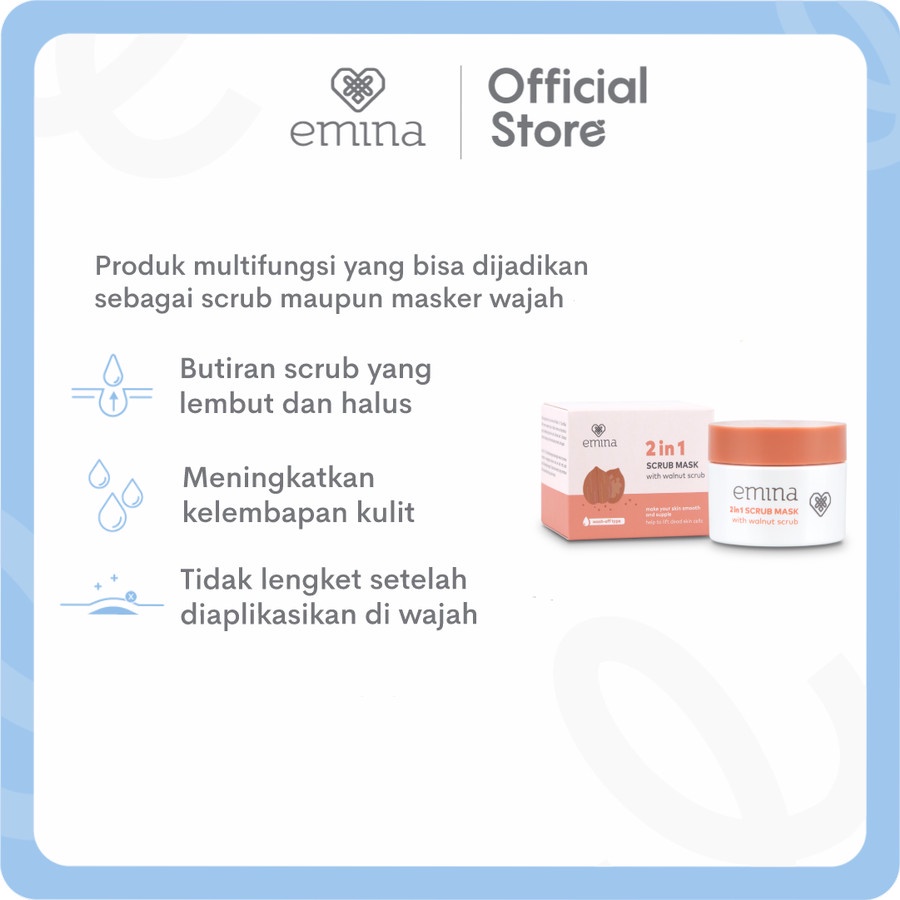 EMINA 2 IN 1 SCRUB MASK / 2IN1 SCRUB WAJAH DAN MASKER WAJAH 2IN1