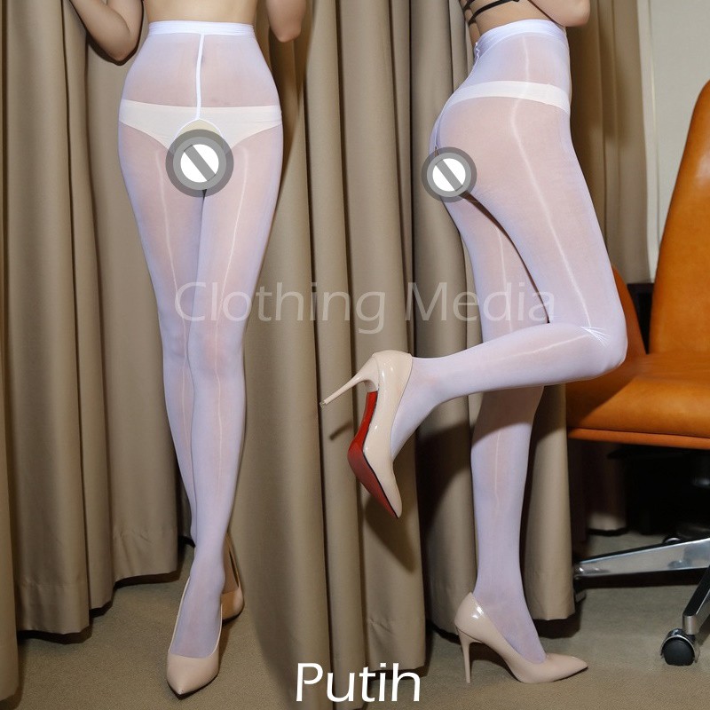Pantyhose Silky Crotchless 8D Premium Glossy Oil Elastis Stocking Tipis