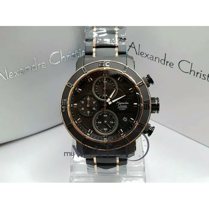 Jam Tangan Pria Alexandre Christie AC 6292 MC Black Rosegold