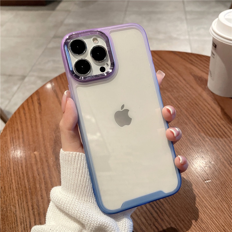 Case Electroplating Warna Gradasi Dengan Kotak Hadiah Untuk Iphone 11 12 13 14 Pro Max 14 Plus