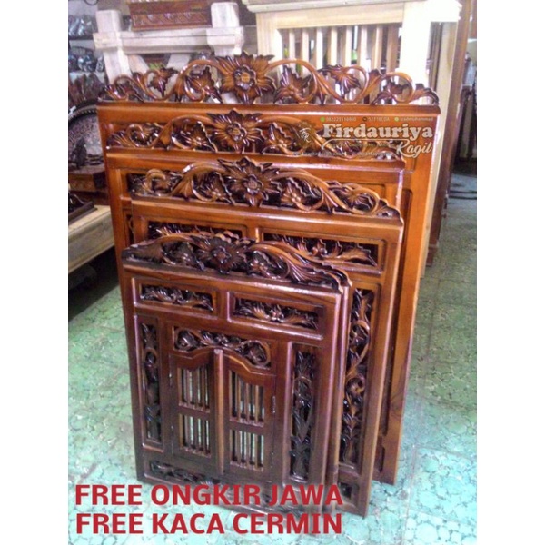 FREE ONGKIR Cermin dinding jendela jati krepyak termurah kaca lengkap hiasan dinding tembok pajangan