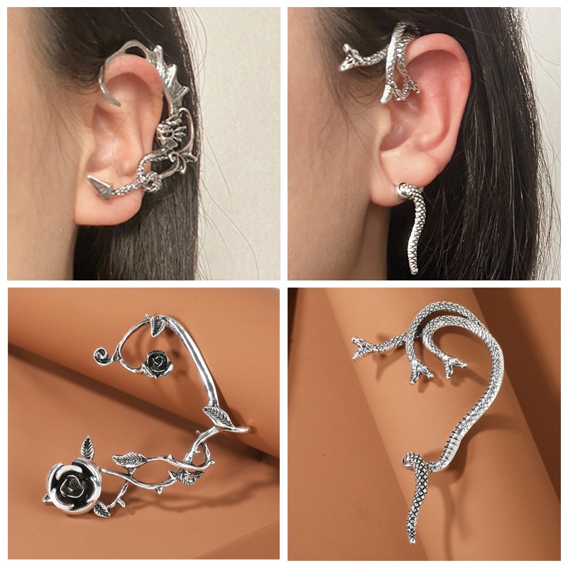 Anting Hoop Desain Kelelawar Peri Terbang Naga Demon Bahan Logam Gaya Gothic Untuk Aksesoris Perhiasan Wanita