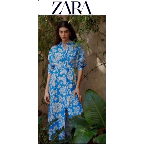 Jual Zara white floral print shirt dress Shopee Indonesia
