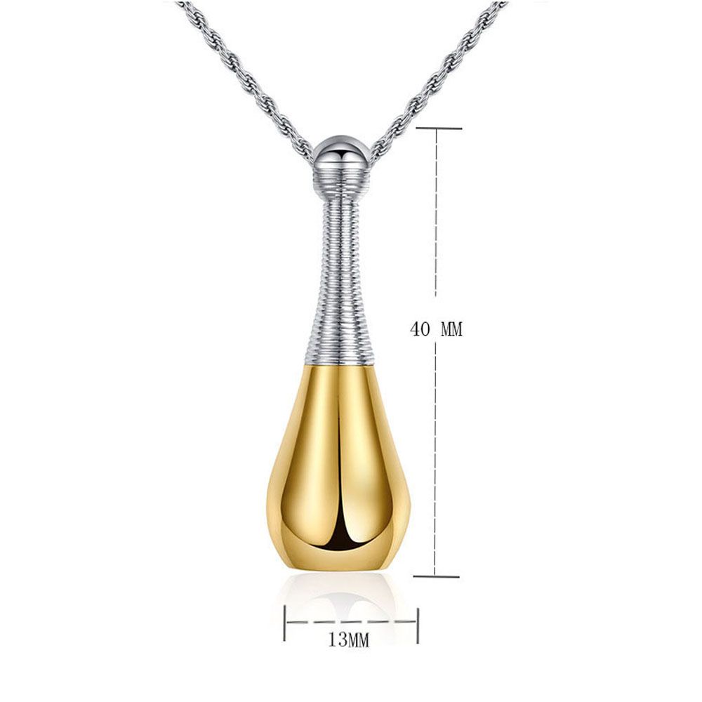 MXBEAUTY Fashion Necklace Chain Perfume Bottle Pendant Teardrop Cremation Ashes Urn Jewelry Keepsake Memorial Stainless Steel/Multicolor