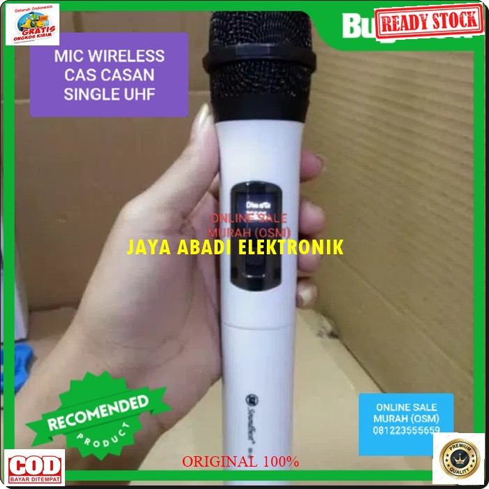 G76 MIKROPHONE SOUNDBEST WIRELESS UHF SINGLE RECEIVER CAS CASAN MINI PROFESIONAL PRO KARAOKE AUDIO SOUND SYSTEM VOKAL PANGGUNG DJ STUDIO ADA BONUS BUSA DAN KARET ANTI JATUH MICNYA BISA DIGUNAKAN SEGALA JENIS AUDIO SUARA BAGUS COCOK BUAT ACARA