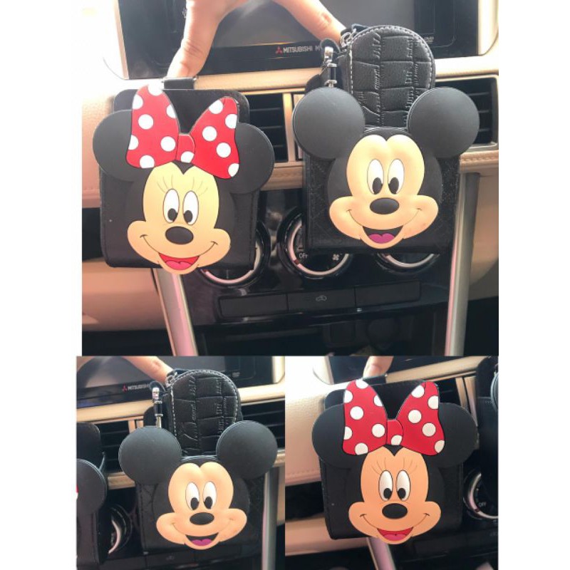 POUCH GANTUNG AC MOTIF MICKEY DAN MINNIE TEMPAT KARCIS KACAMATA HAPE