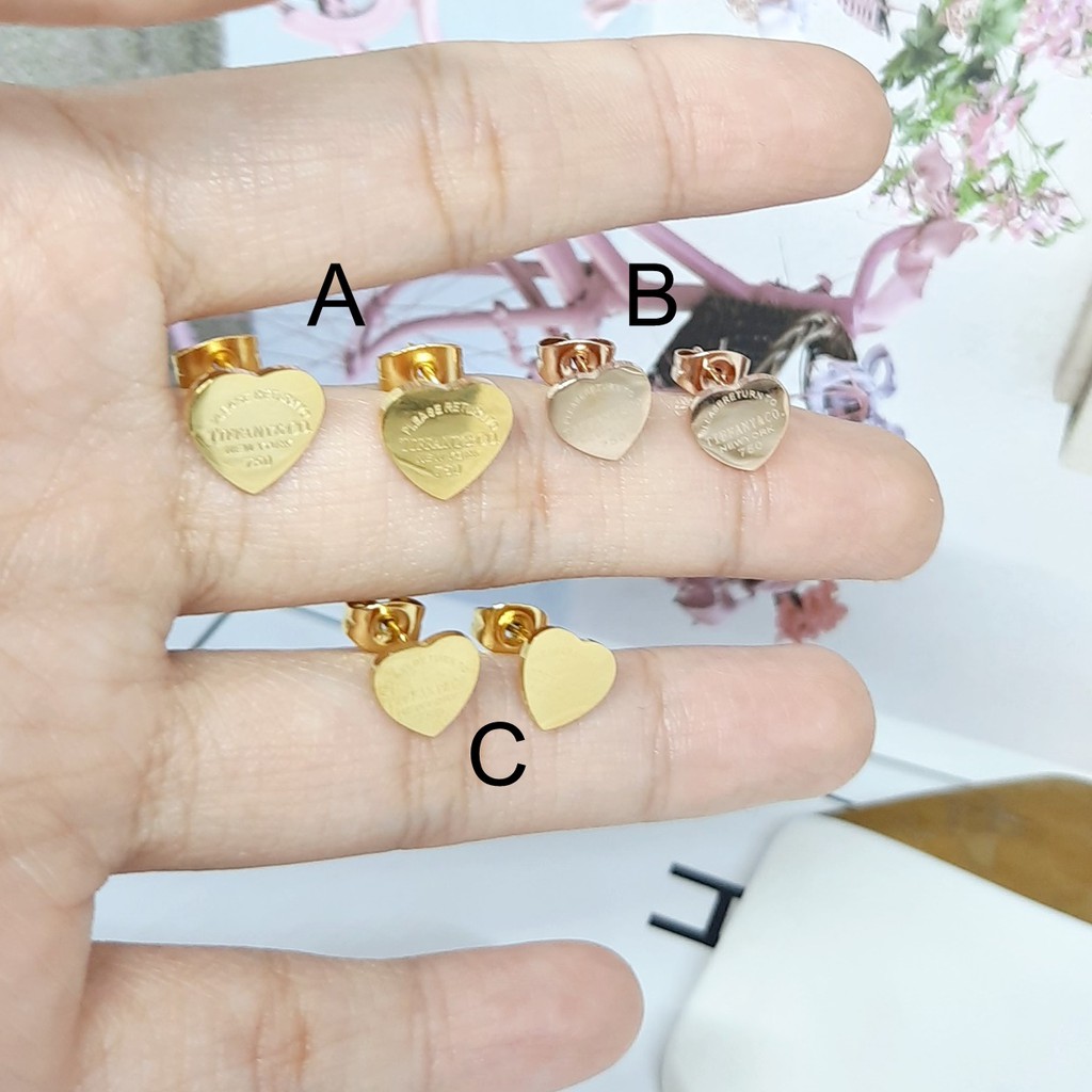 Anting Tusuk Fashion Korea Titanium Simple Hati Rose Gold - BE364