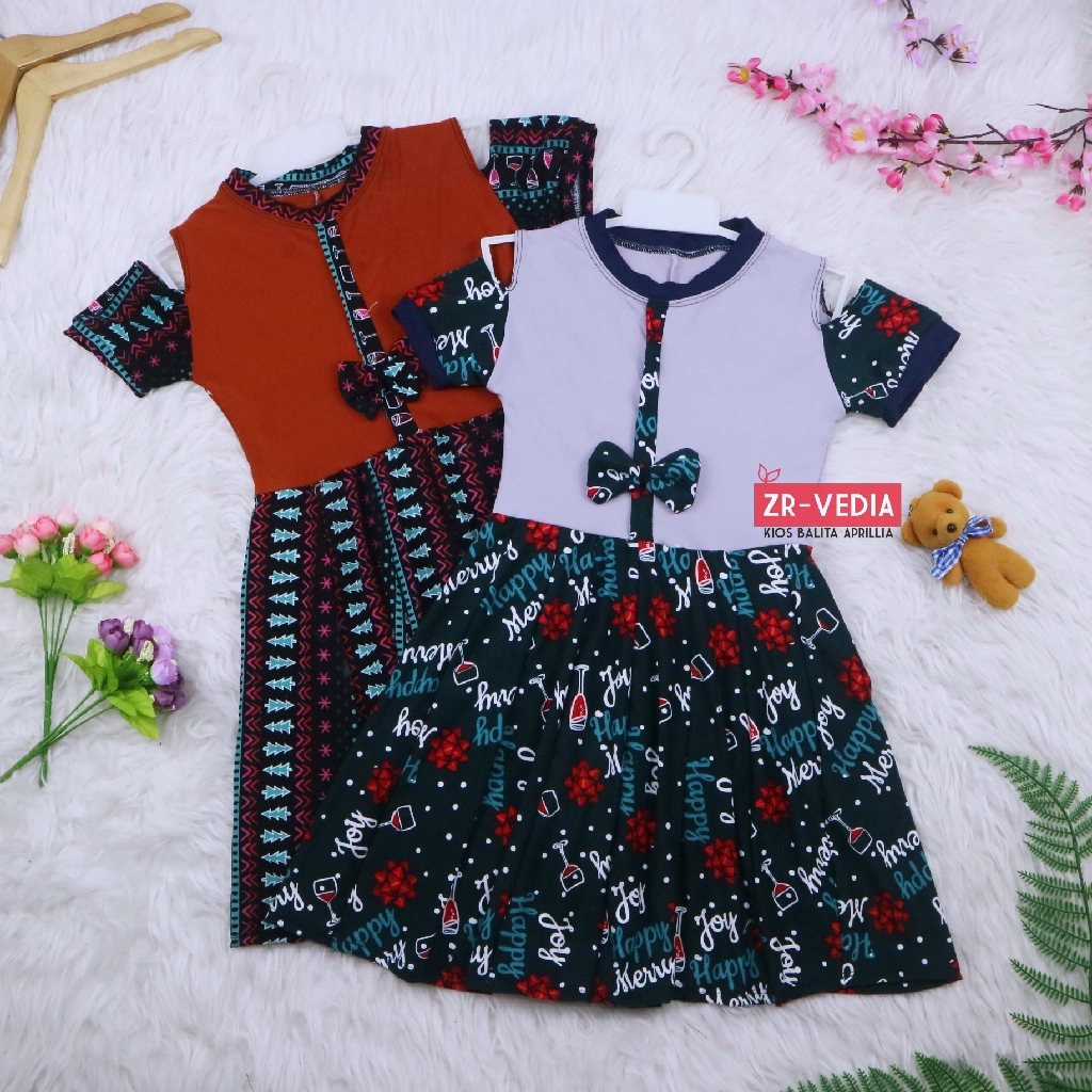 (Rample) Dress Sabrina uk 4-5 Tahun / Dres Anak Perempuan Baju Cewek Lengan Pendek Model Gaun Motif