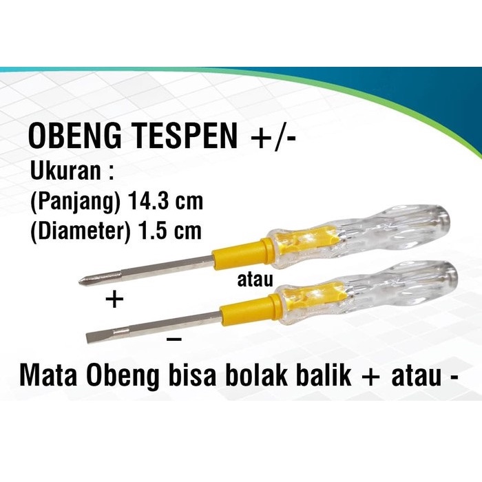 Tespen Listrik Bolak Balik BB Obeng Testpen Tespen Listrik - Obeng Tespen - Testpen bolak balik BB +/- Obeng Testpen 100-500v MURAH BERKUALITAS JUMBO