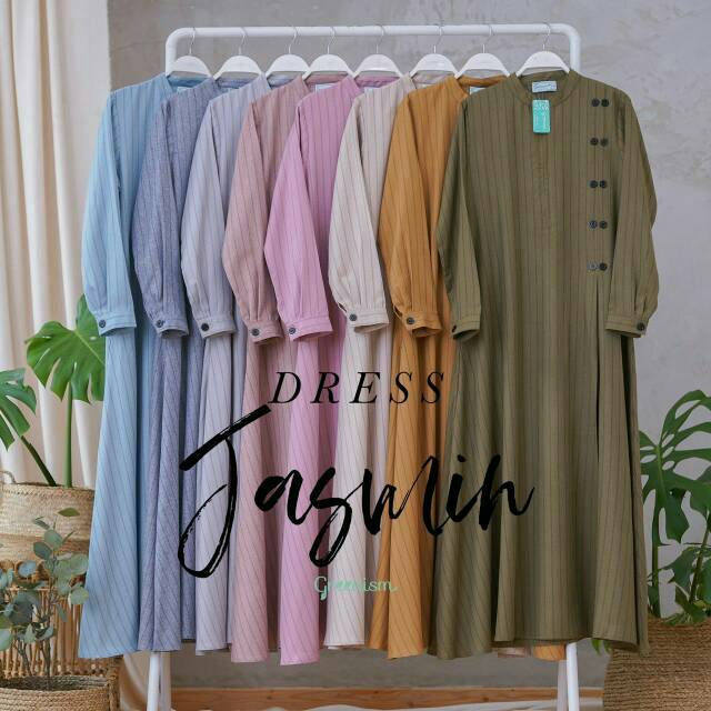 Jasmin dress / dress syari / gamis salur line / gamis greenism