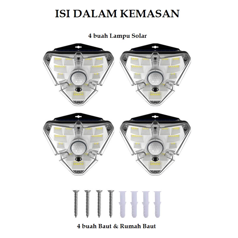 Lampu LED Tenaga Surya dengan Sensor Gerak DGNEN-B - Set isi 4 Lampu