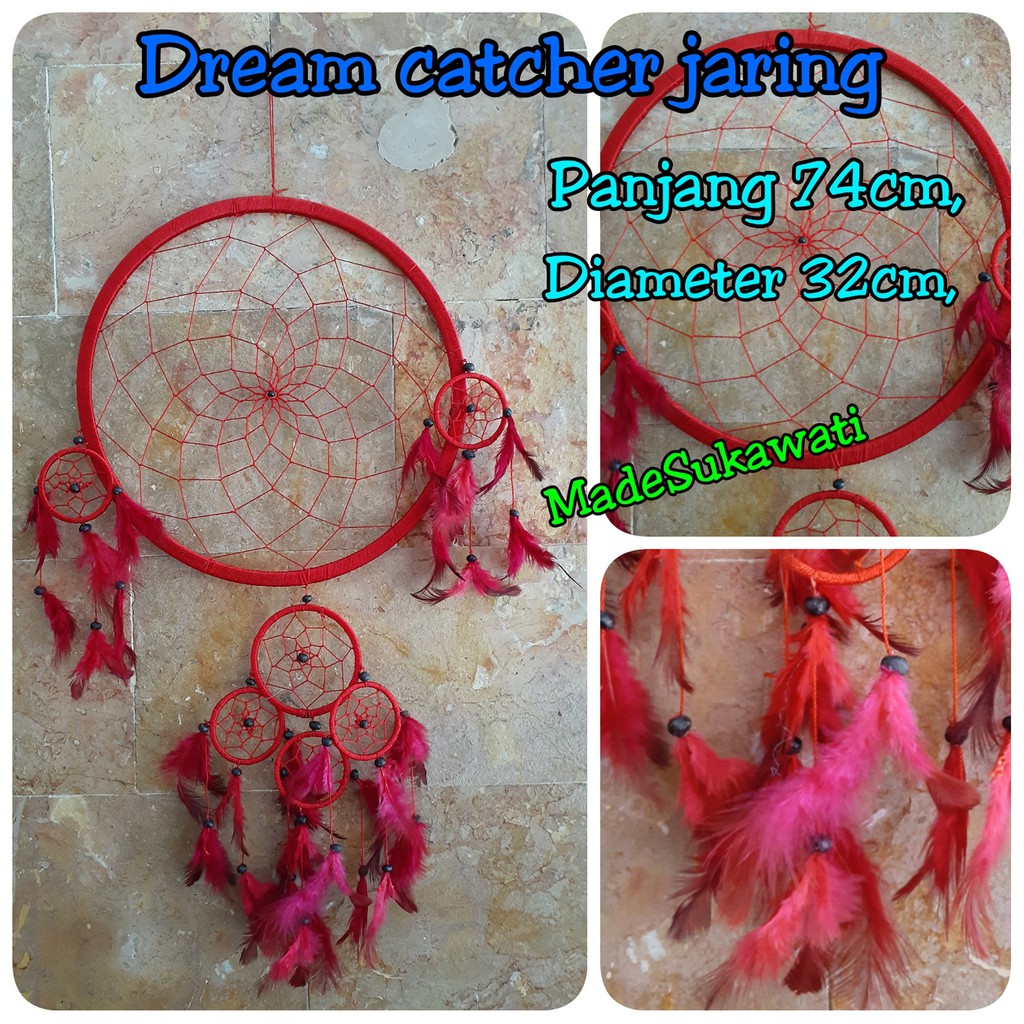 Dream catcher jaring diameter 32cm panjang 74cm