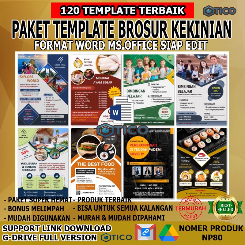 Paket Template Brosur Untuk Semua Promosi Usaha WORD Tinggal Edit Usaha Percetakan Terlaris Termurah