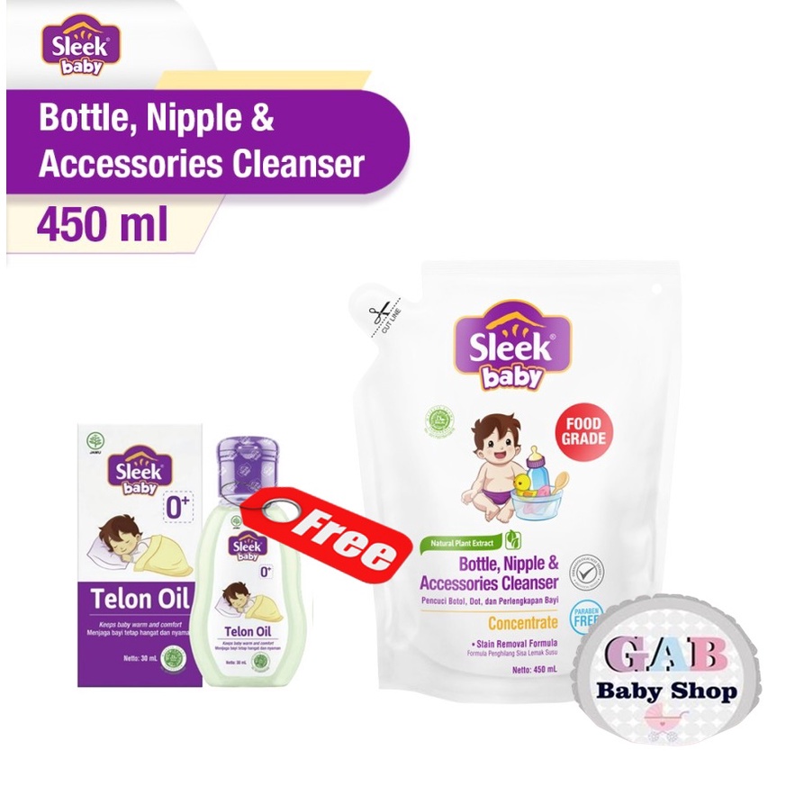 Sleek Baby Bottle Nipple Dot Cleanser | Laundry Detergent 450ml &amp; 900ml / Sabun Cuci Botol Susu Bayi