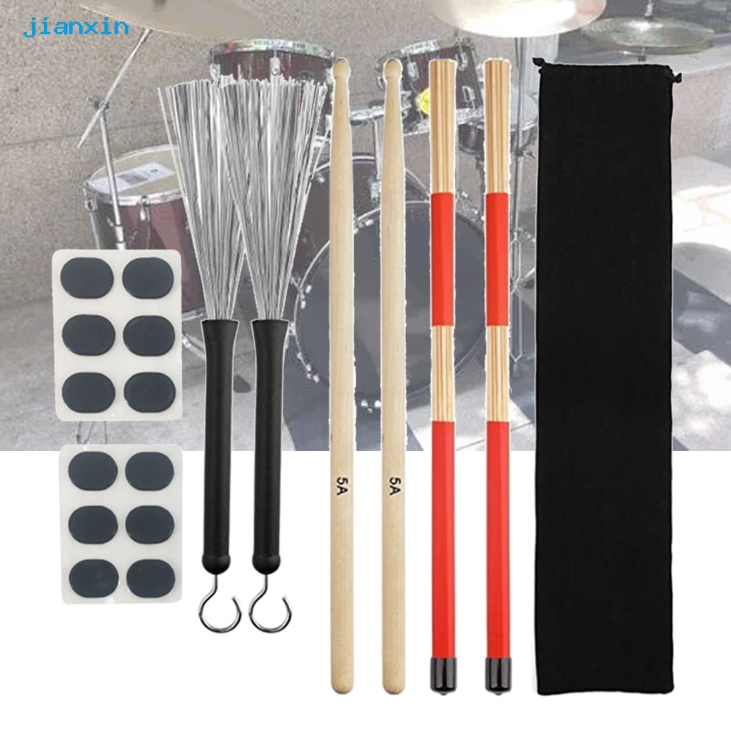 [Jianxin] Set Stik Drum Teleskopik Portable Profesional Warna Hitam Rock