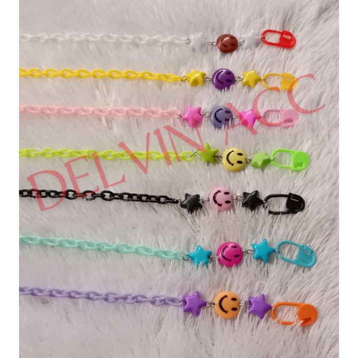 COD Strap Mask Anak Rantai Import Smile Warna Lucu  / Kalung Masker Anak Ceria / Aksesoris Masker