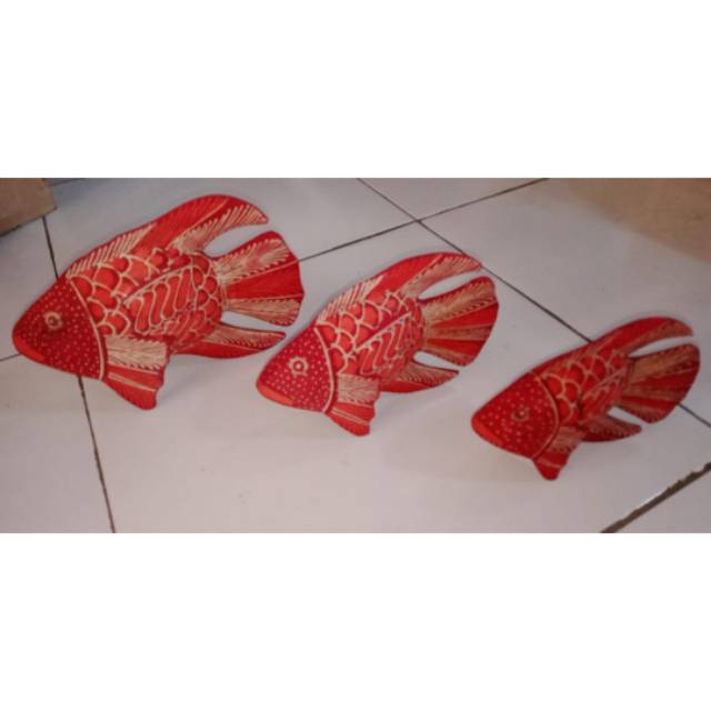 SATU SET PAJANGAN MINIATUR IKAN BATIK SESET ISI 3 PCS - DEKORASI RUMAH MURAH