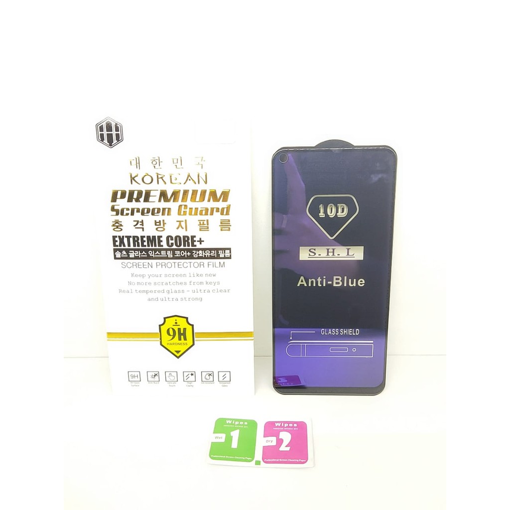KOREAN Blue Ray 10D Redmi Note 9 6.53 inchi Tempered Glass FULL GLUE ANTI RADIASI