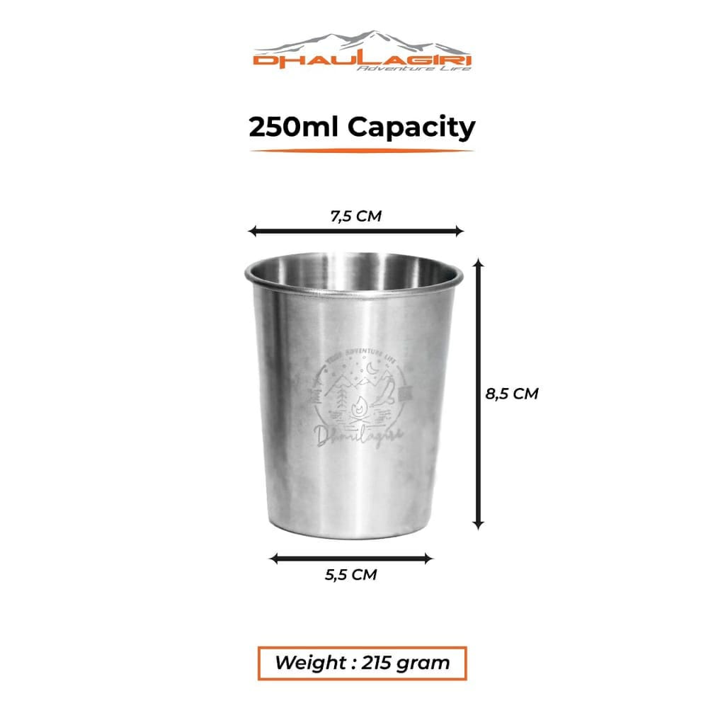 Mug 4 Set Dhaulagiri Stainless Steel Size 180 ml Dan 250 ml - Gelas 4 Set - Mug set - Gelas Outdoor