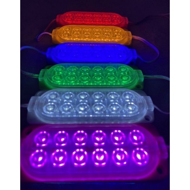 Lampu led kolong/bak 12Led crystal12/24V mobil motor truk bis dll nyala flash