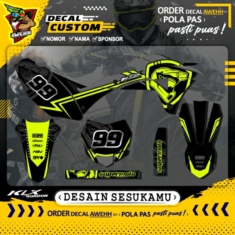 DECAL STIKER KLX GORDON - KLX DTRACKER STABILO SUPERMOTO