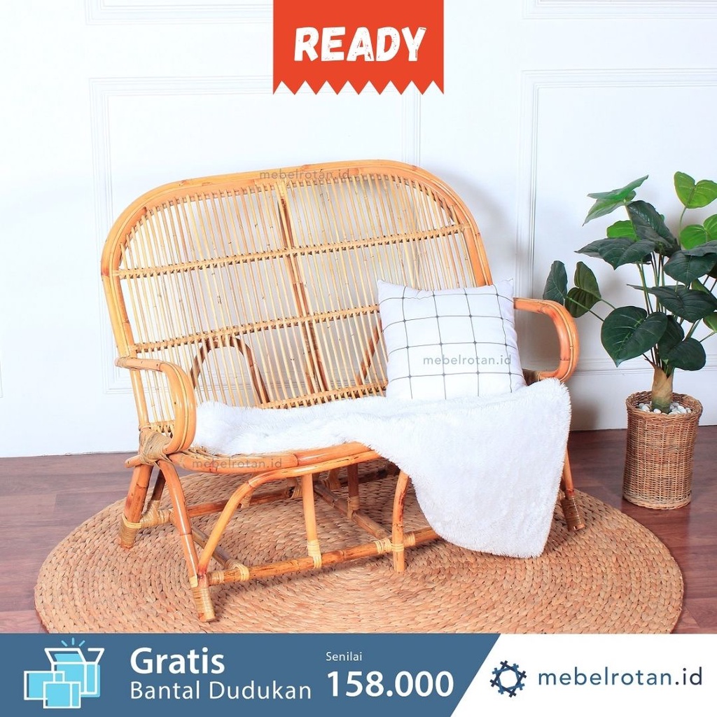 Sofa rotan 2 dudukan Penky | Kursi bangku 2 seater
