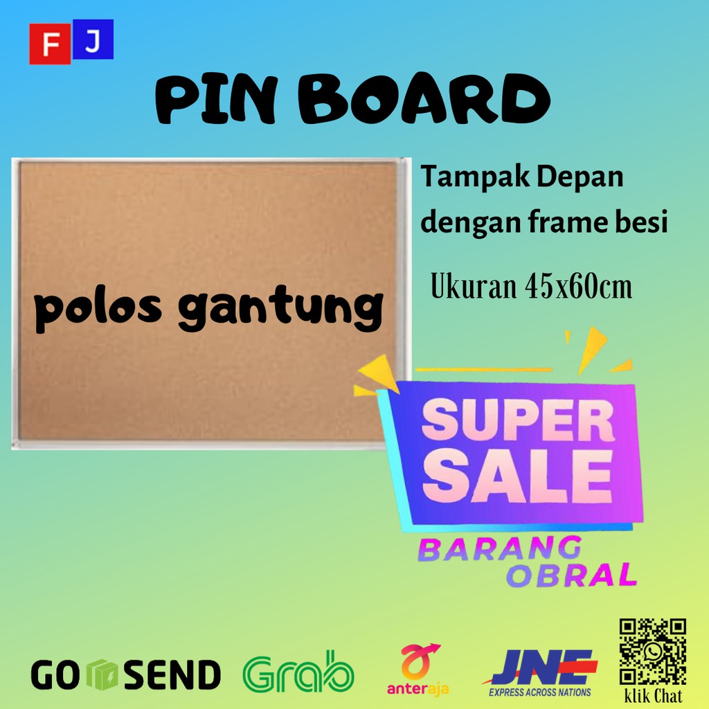 

Papan Pinboard/Softboard SAKANA Dimensi 45x60cm (Polos Gantung)
