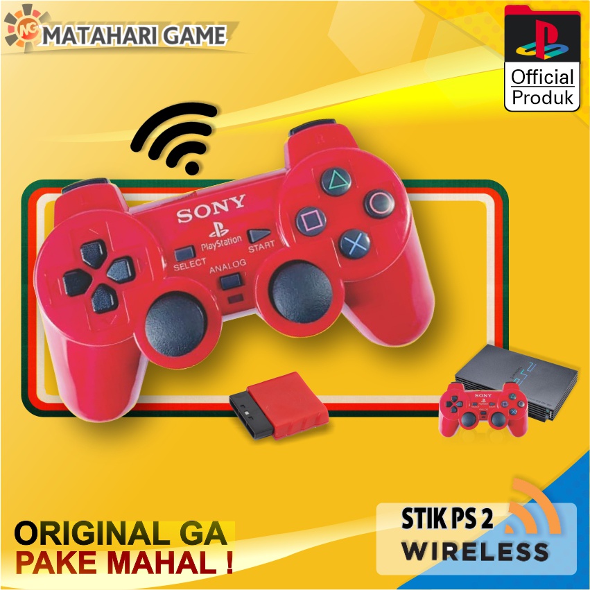 Stik Stick PS2 Wireless Sony Original Pabrik Merah