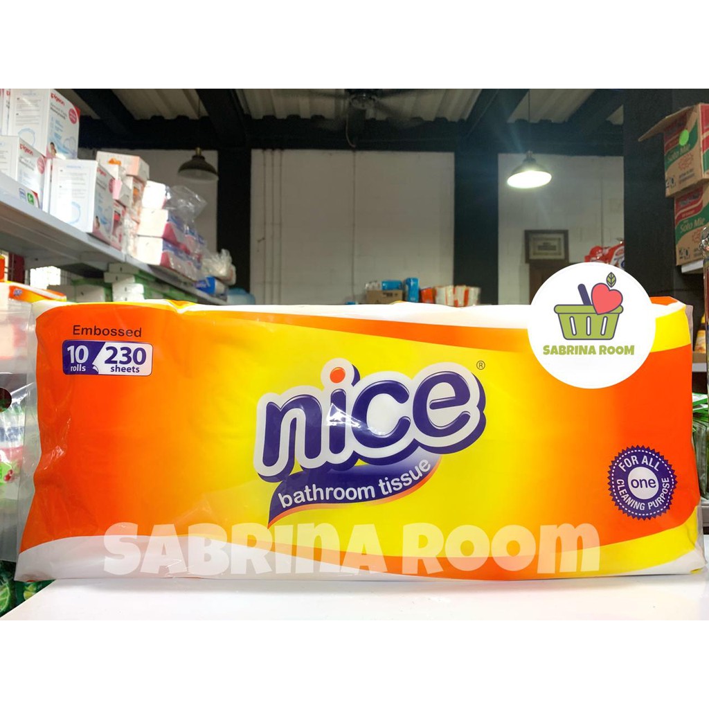 NICE BATHROOM TISSUE 10 ROLL 230 SHEET EMBOSSED || tisu tissu tissue gulung toilet