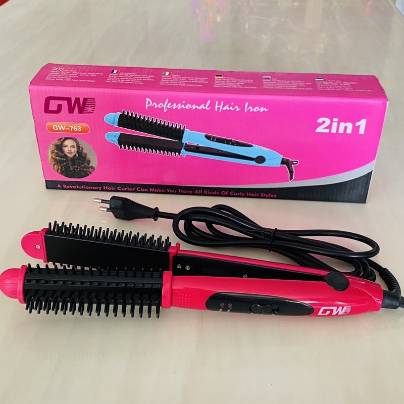 Catok Catokan Nova GW763 Catok 2 in 1 Pelurus dan Keriting Rambut GW 763