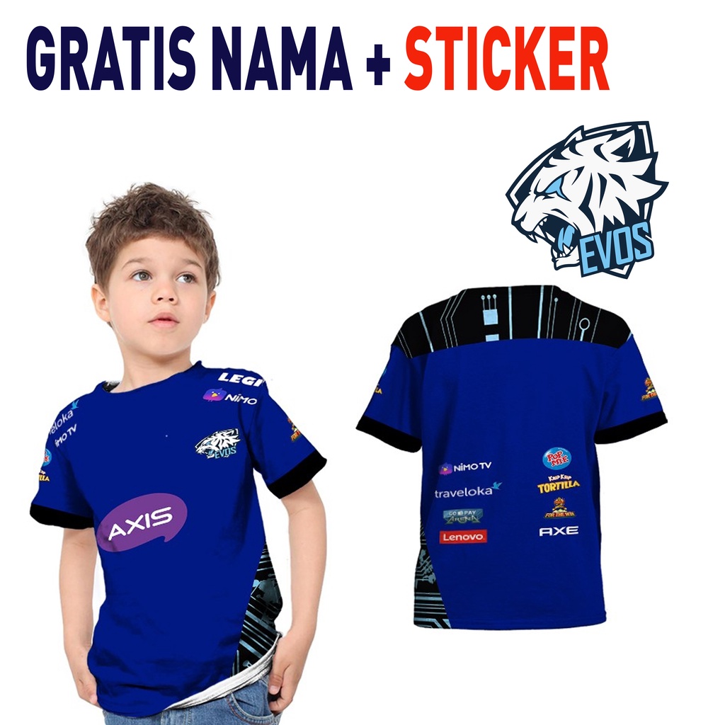 Baju EVOS anak anak kaos evos anak baju evos ff free fire mobile legends kaos anak anak